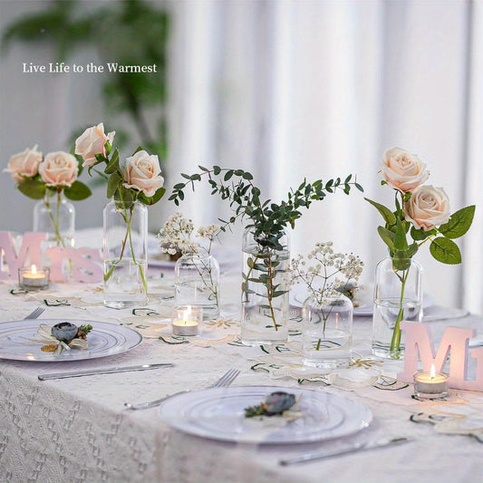 Glass Bud Vases for Flowers Blown Modern Small Glass Vases for Centerpieces Set of 12, Mini Clear Bulk Flower Vases for Wedding Party Events Home Decor Floral Arrangement Not Include Flower