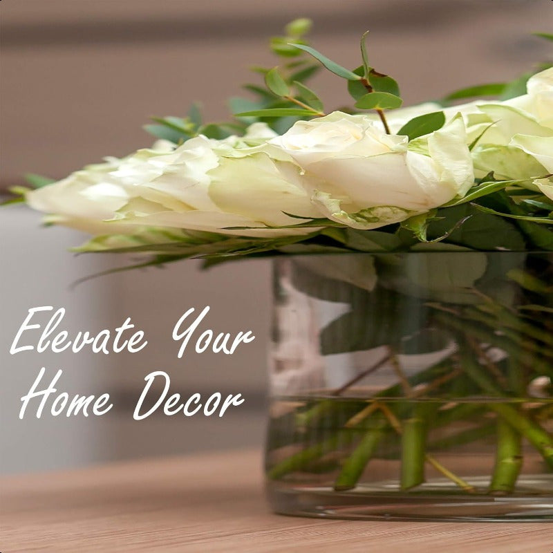 Hand-Blown Crystal Clear Glass Cylinder Vase 4\